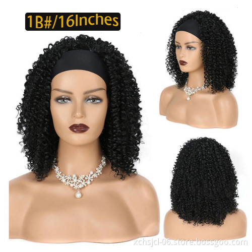 New Popular Turban Wig African Small Curly Black High Temperature Silk Explosion Hair Band Hair Cover for Women